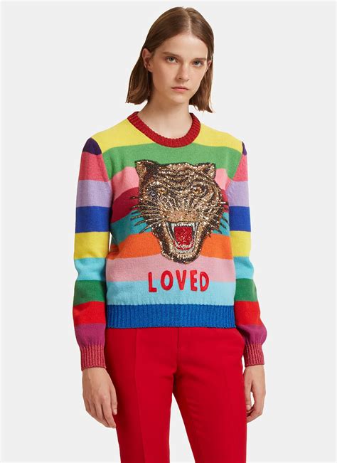 gucci rainbow tiger sweater replica|gucci tiger for sale.